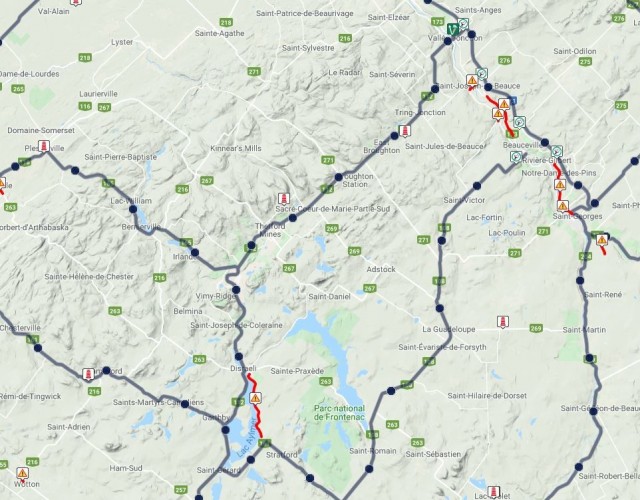 Fermetures de routes en raison des pluies abondantes dans la région