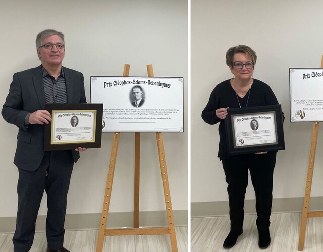 François Cinq-Mars et Ginette Lessard, lauréats du prix Cléophas-Adams-Robenhymer