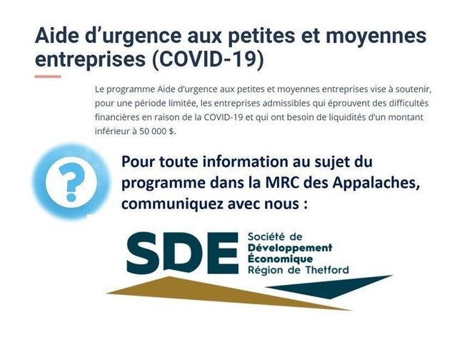 Aide d'urgence aux petites et moyennes entreprises (COVID-19)