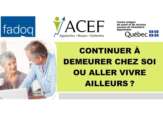 Continuité de la 1ère série d'ateliers du programme « Continuer à demeurer chez soi ou aller vivre ailleurs »