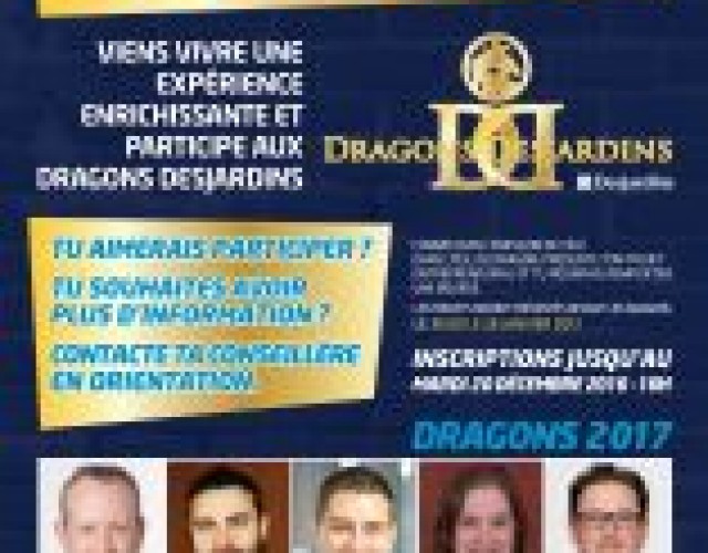 Dragons Desjardins 2017 : Inscriptions en cours