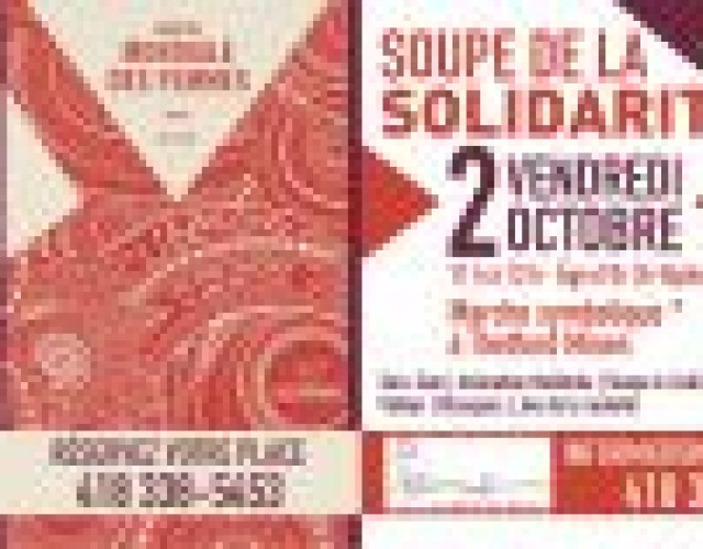 Le 2 octobre prochain, tous, ensemble pour une «Soupe de la Solidarité»